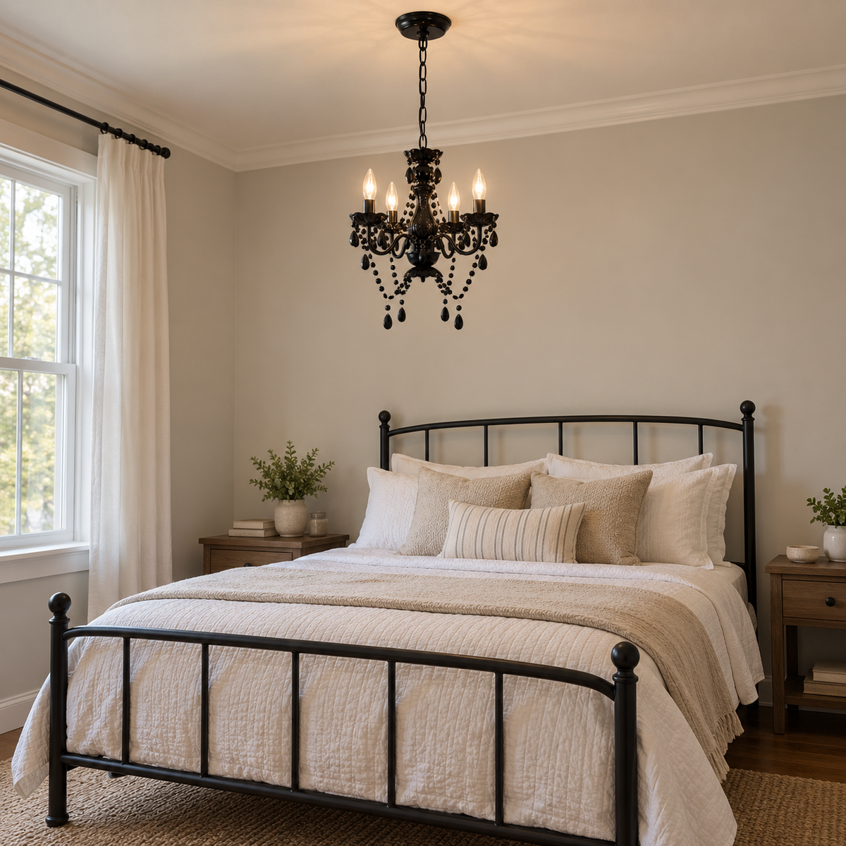 4-Light Acrylic Crystal Chandelier with Adjustable Chain