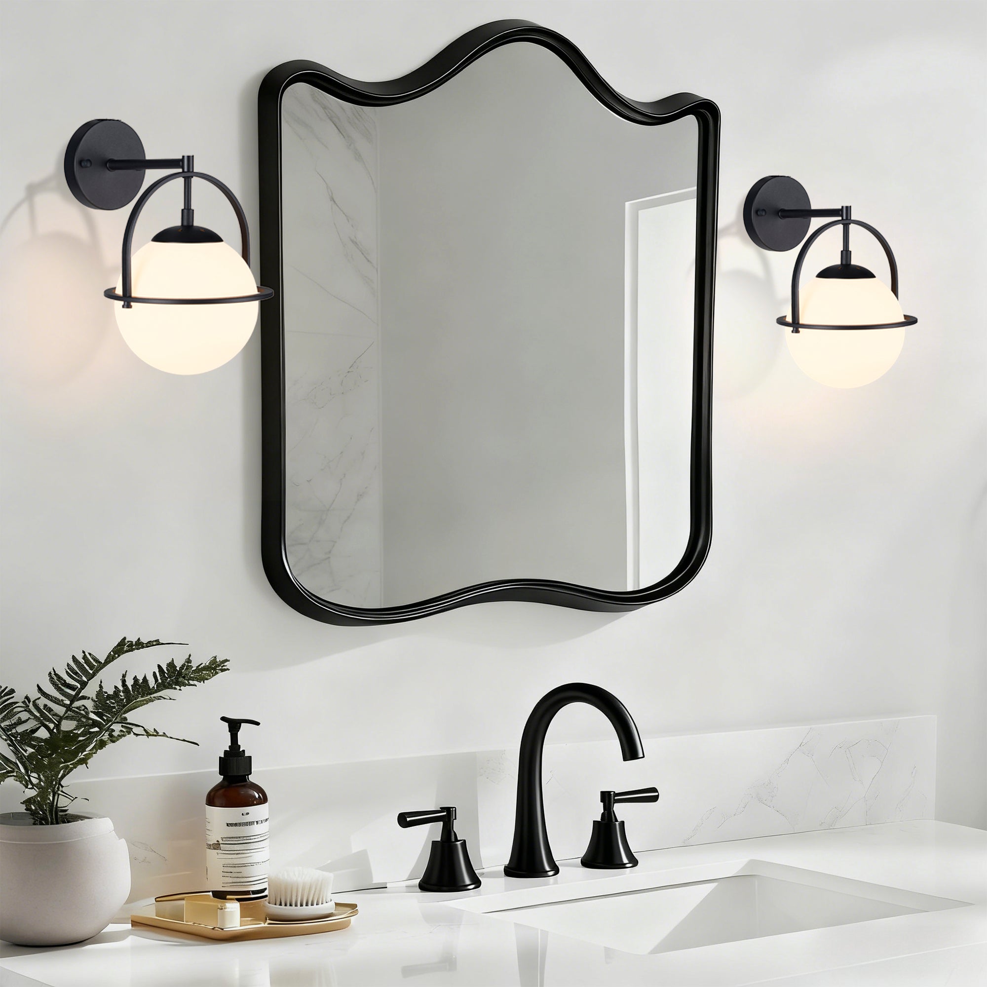 Modern Globe Wall Sconce with Opal Glass, E12 Indoor Wall Light