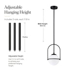 Modern Globe Pendant Light with Glass Shade for Kitchen Island & Dining Room