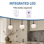 LED Pendant Light Fixture Milk Glass Globe Pendant Light 1-Light Black Pendant Lights Kitchen Island LED