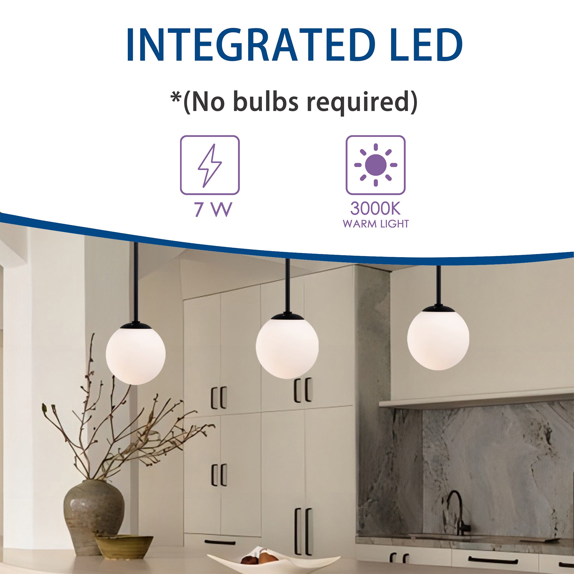 LED Pendant Light Fixture Milk Glass Globe Pendant Light 1-Light Black Pendant Lights Kitchen Island LED