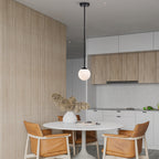 LED Pendant Light Fixture Milk Glass Globe Pendant Light 1-Light Black Pendant Lights Kitchen Island LED