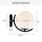 Modern Globe Indoor Wall Sconce, E12 Hardwired Glass Wall Light