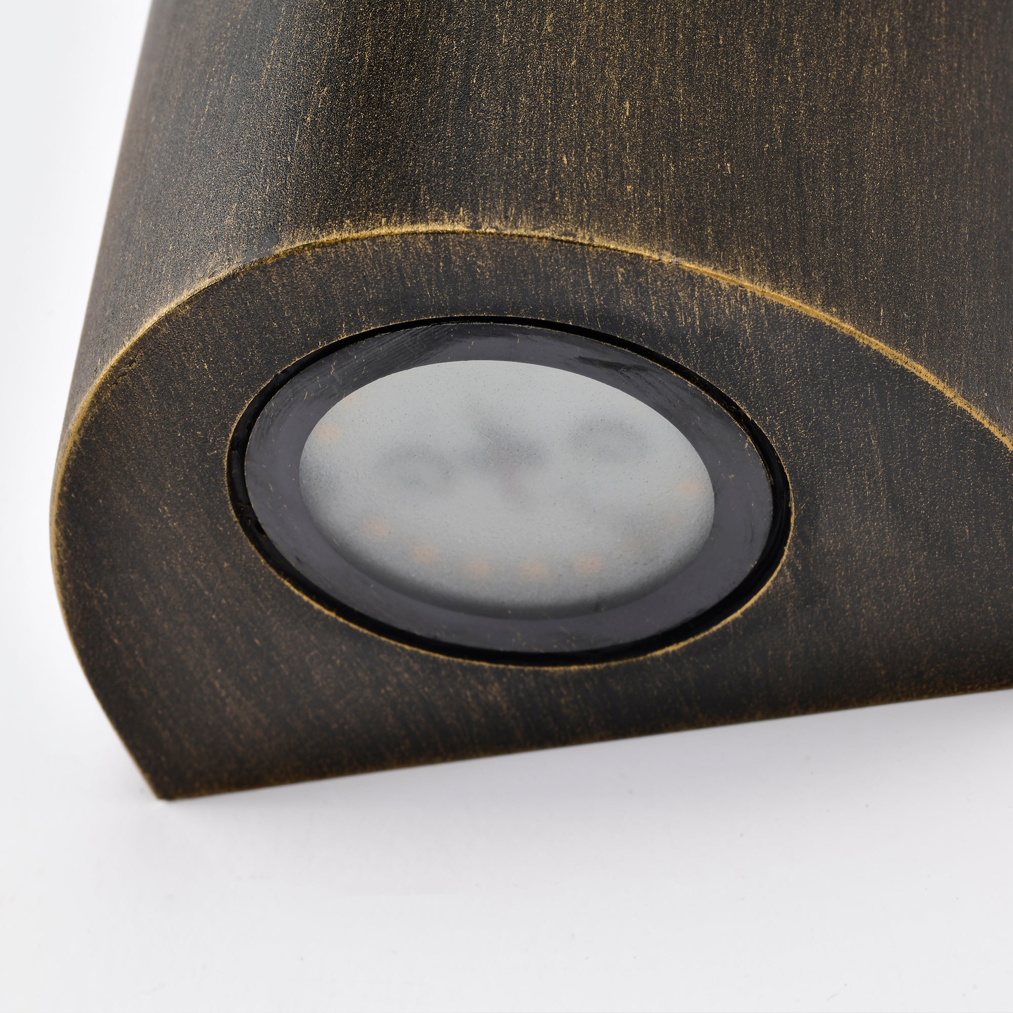 15" Dusk-to-Dawn Integrated LED Outdoor Wall Light, Sand Black & Brushed Gold