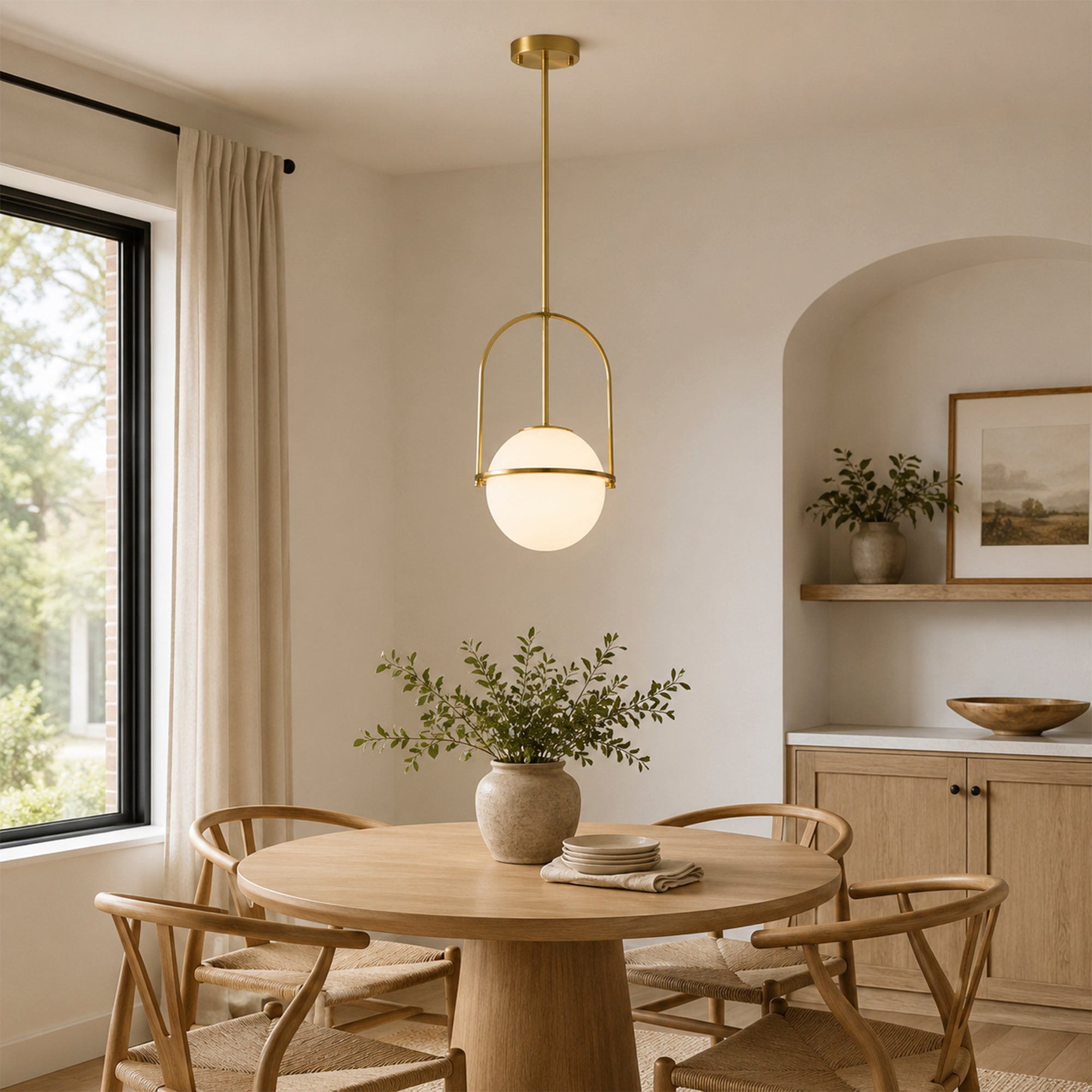 Modern Globe Pendant Light with Glass Shade for Kitchen Island & Dining Room