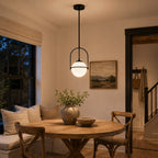 Modern Globe Pendant Light with Glass Shade for Kitchen Island & Dining Room