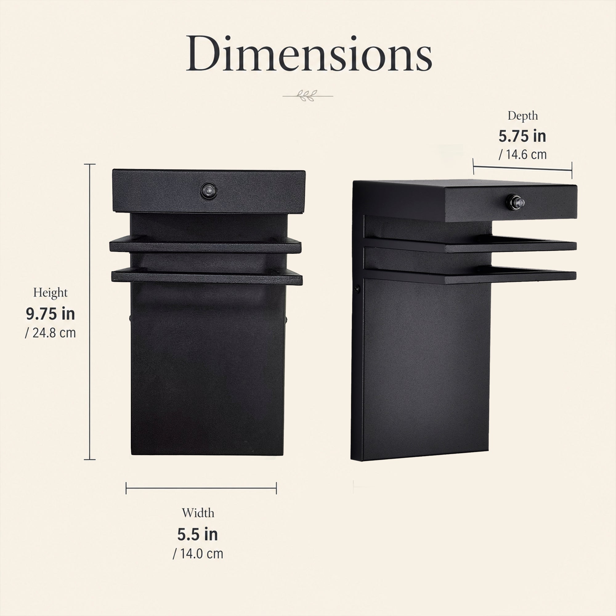 2-Pack Dusk-to-Dawn Integrated LED Outdoor Wall Lights, Black