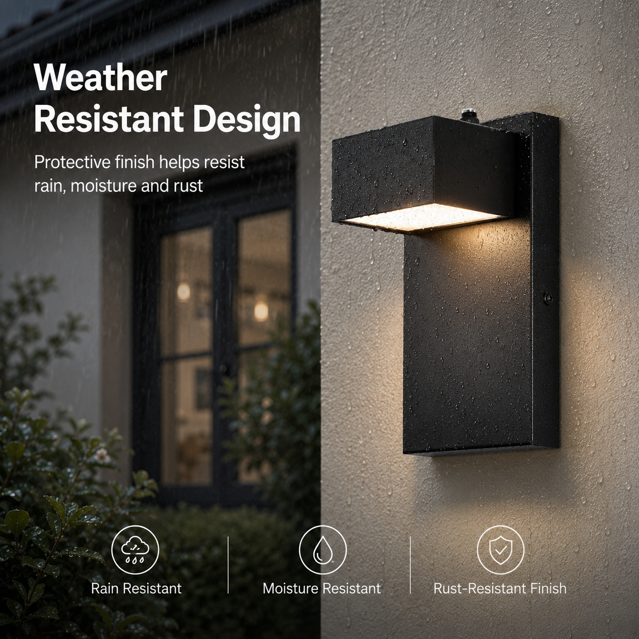 2-Pack 7.8" Dusk-to-Dawn Integrated LED Outdoor Wall Lights, Black