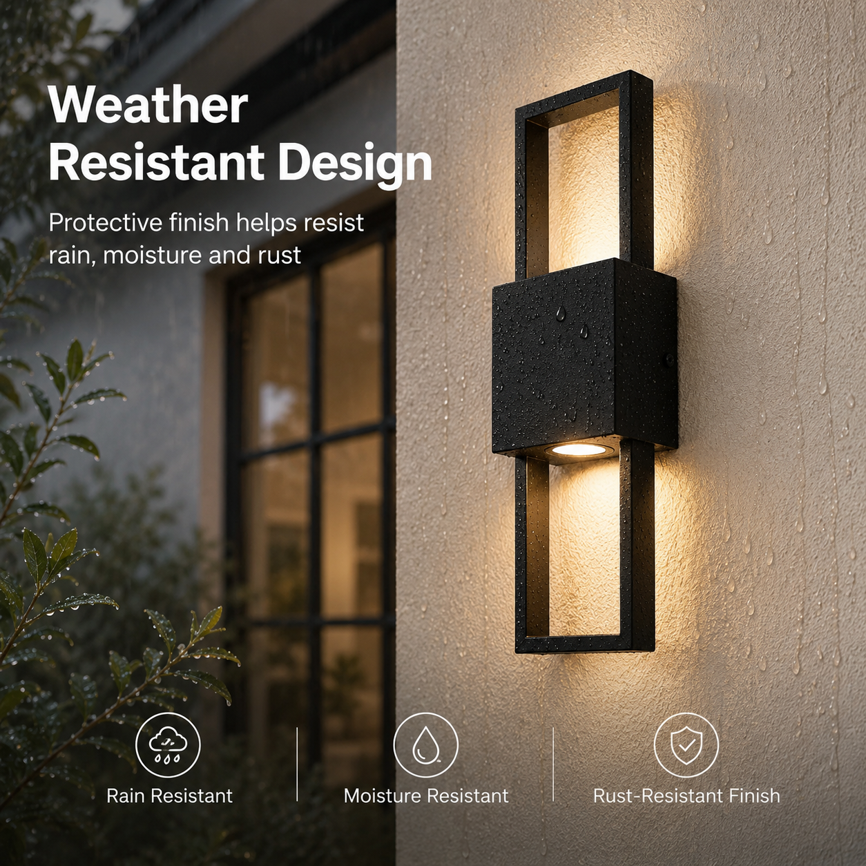15.75" Integrated LED Outdoor Wall Light, Matte Black