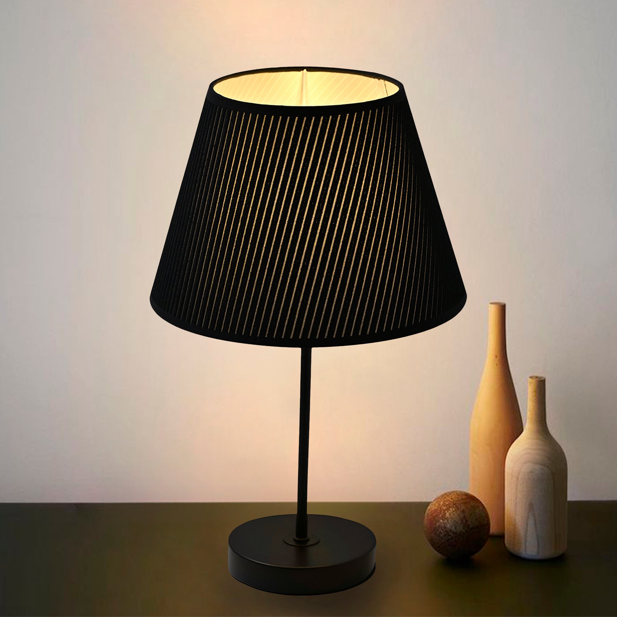 Set of 2 Small Empire Lamp Shades – Black Velvet, 5.9" x 9.84" x 6.9", Replacement for Table Lamps, Fits E26 Socket with Fixing Ring (Not for UNO Fitting)