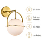 Modern Globe Wall Sconce with Opal Glass, E12 Indoor Wall Light