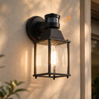 Black Motion Sensor Outdoor Wall Light for Porch, Garage & Entryway
