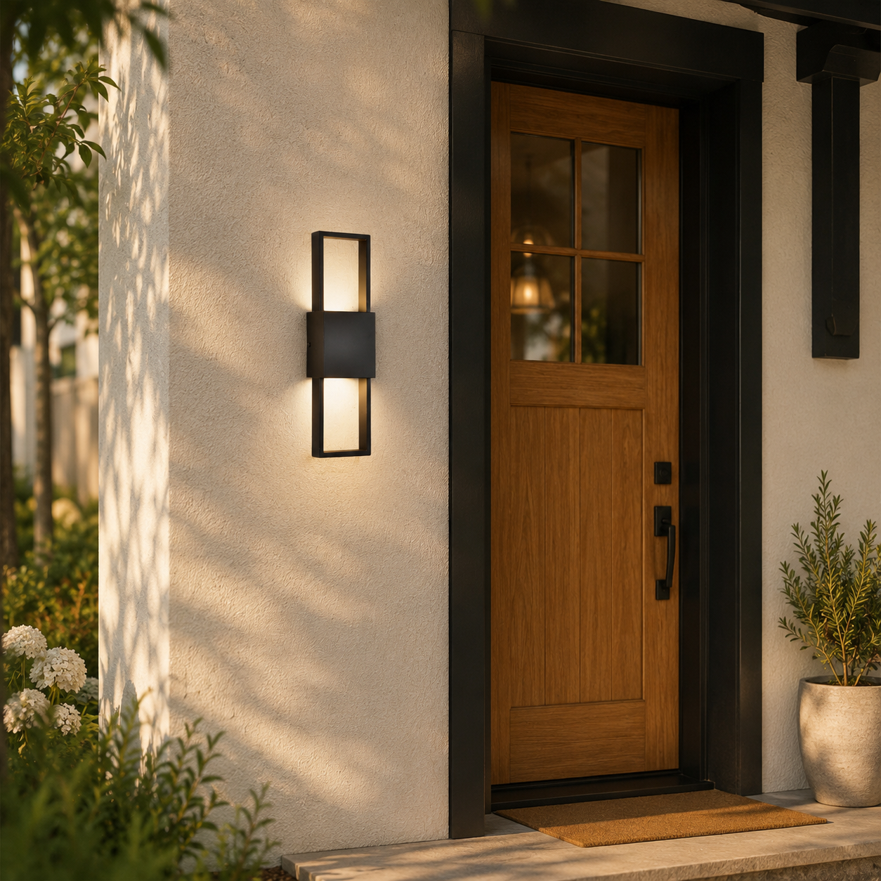 15.75" Integrated LED Outdoor Wall Light, Matte Black