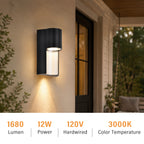 8.6" Integrated LED Outdoor Wall Light, Sand Black