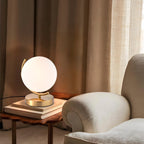 Modern Globe Table Lamp with Glass Shade and Plug-in Switch, E12 Base Bedside Lamp for Bedroom & Living Room