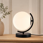 Modern Globe Table Lamp with Glass Shade and Plug-in Switch for Bedroom & Living Room
