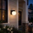 7" Modern Outdoor Wall Light with Frosted Globe, Black