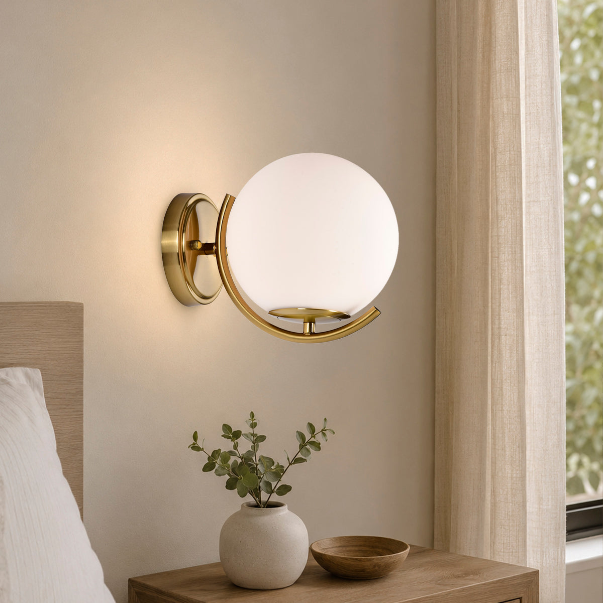 Modern Globe Indoor Wall Sconce, E12 Hardwired Glass Wall Light