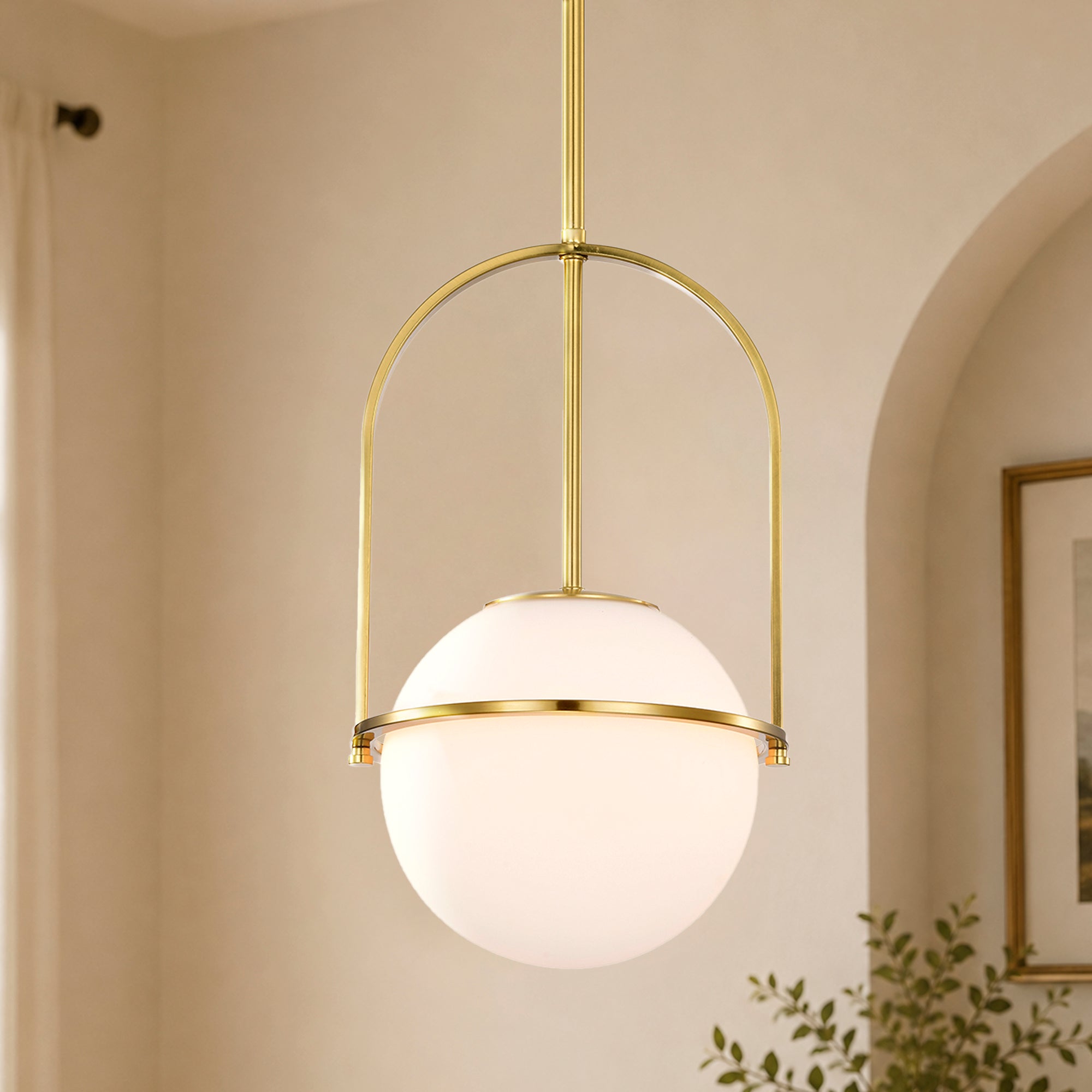 Modern Globe Pendant Light with Glass Shade for Kitchen Island & Dining Room