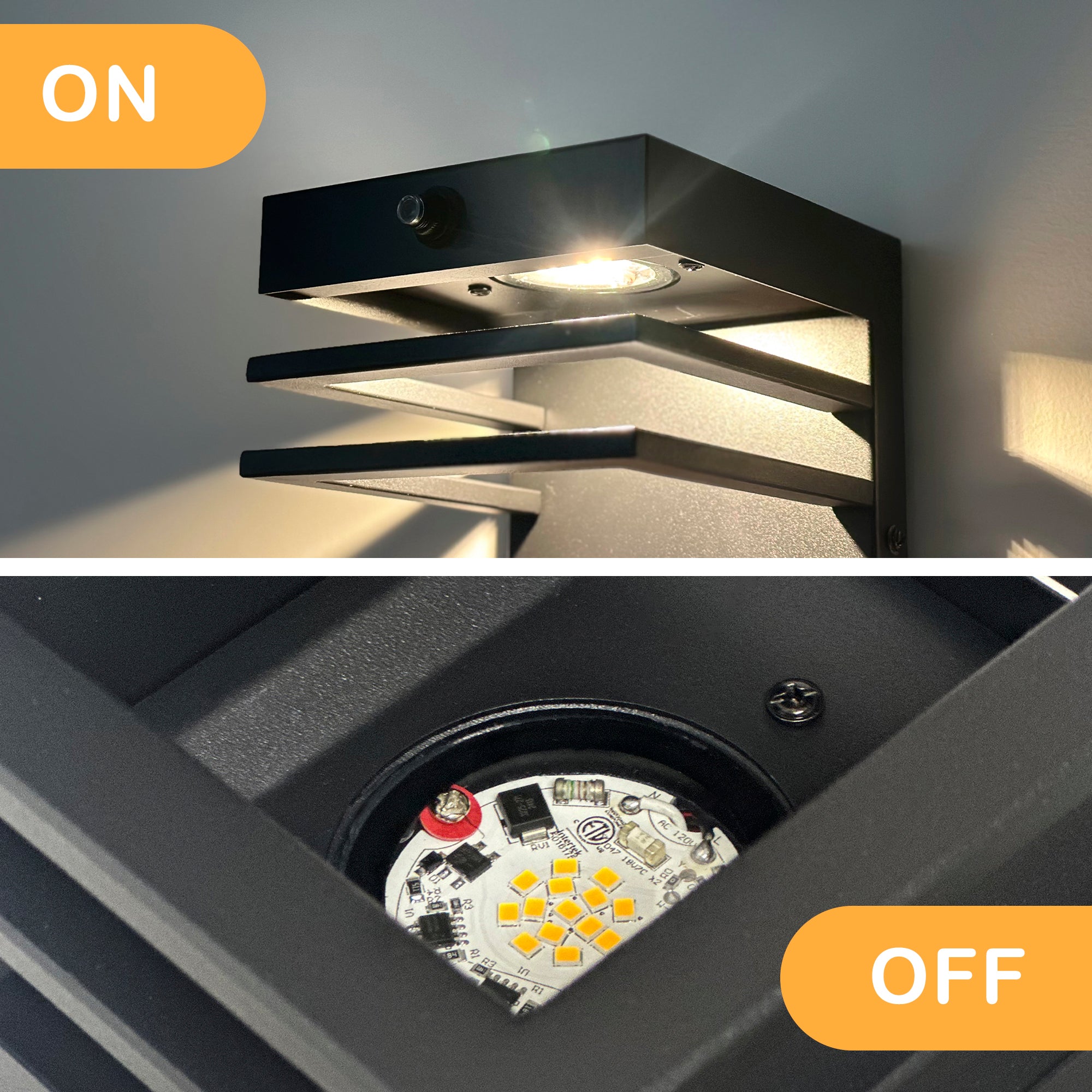 2-Pack Dusk-to-Dawn Integrated LED Outdoor Wall Lights, Black