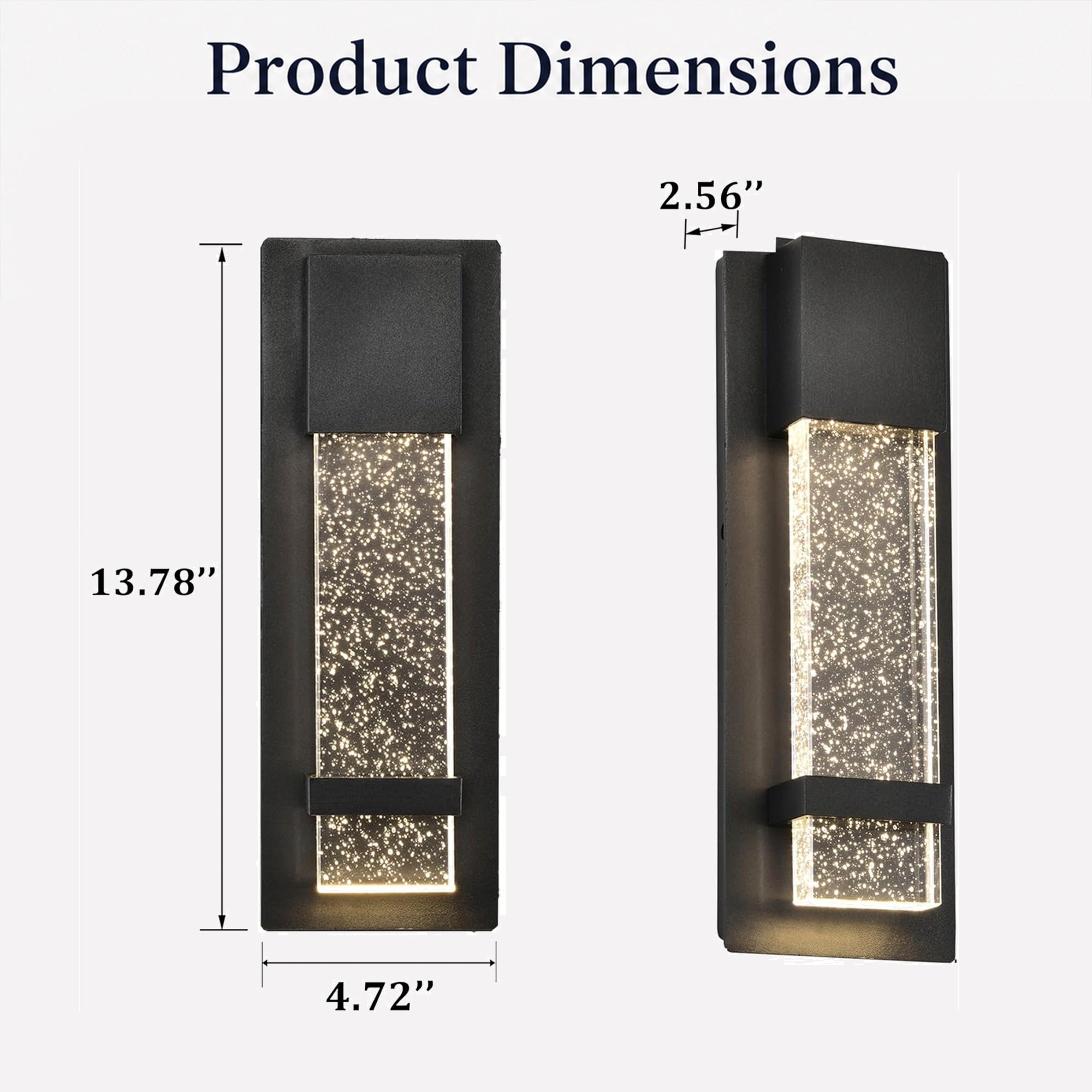 Integrated LED Outdoor Wall Light, Black Textured Glass Exterior Sconce, 3000K Warm White