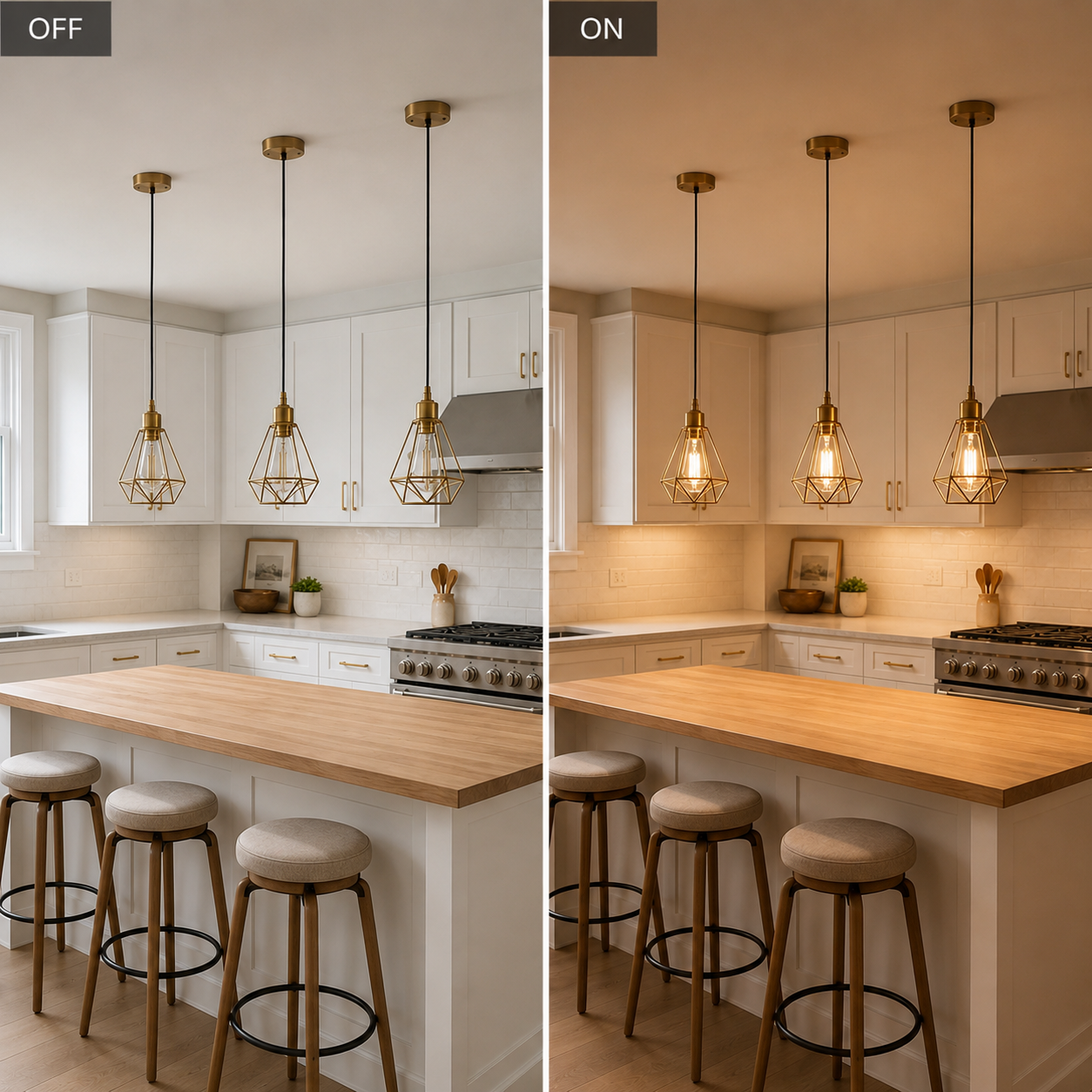 Gold Pendant Light Shade Cage 3 Pack Wire Lamp Shade for E26 Hanging Bulbs