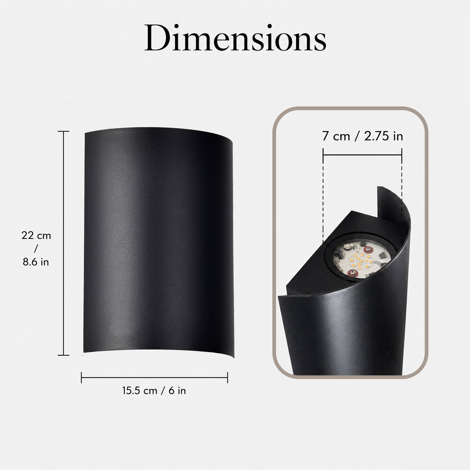 8.6" Integrated LED Up-and-Down Outdoor Wall Light, Black