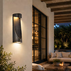 15" Dusk-to-Dawn Integrated LED Outdoor Wall Light, Sand Black & Brushed Gold
