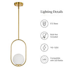 Modern Globe Pendant Light with Opal Glass, E12 Indoor Hanging Light