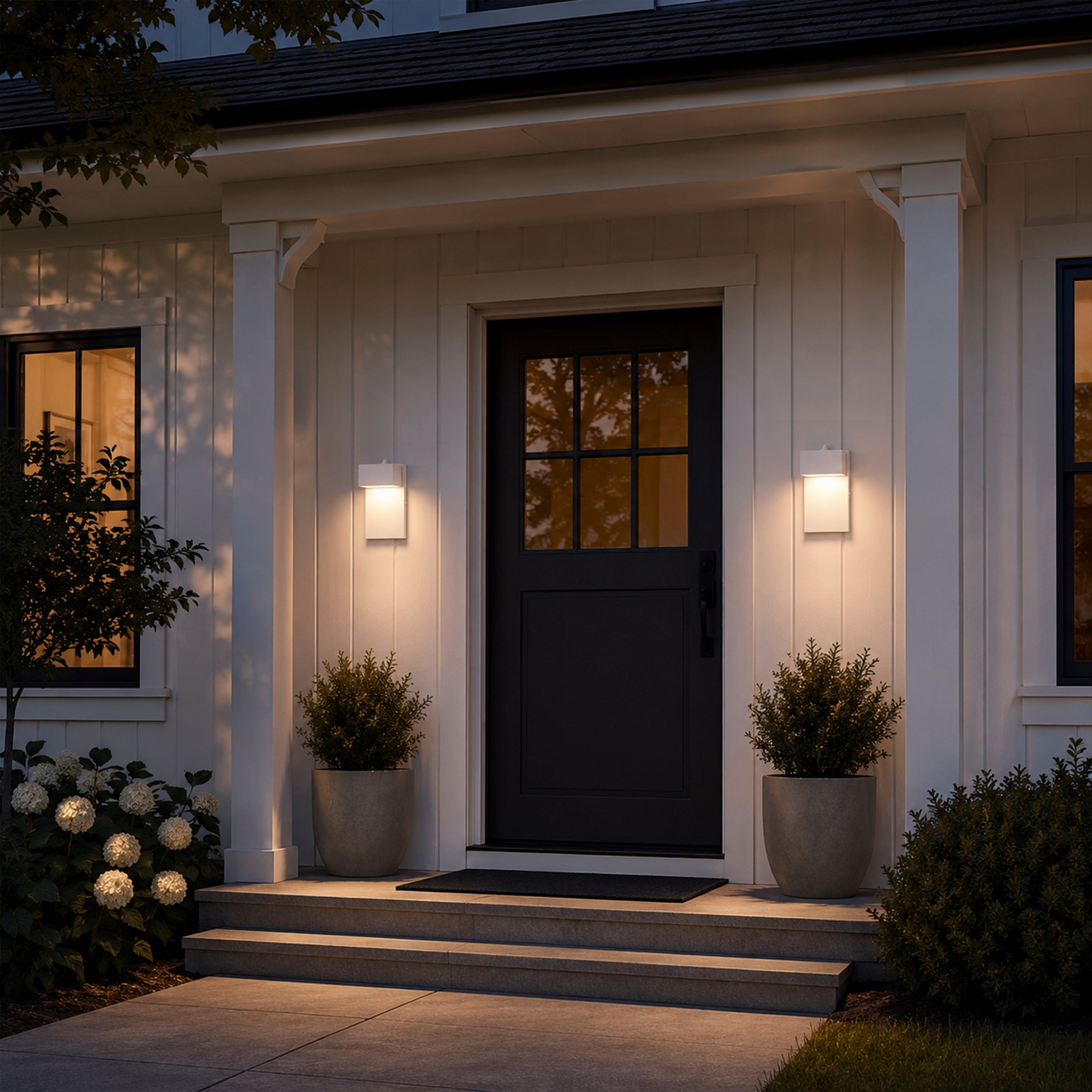 7.8" White Dusk-to-Dawn Integrated LED Outdoor Wall Light