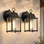 2-Pack Dusk-to-Dawn Outdoor Wall Lanterns, Black