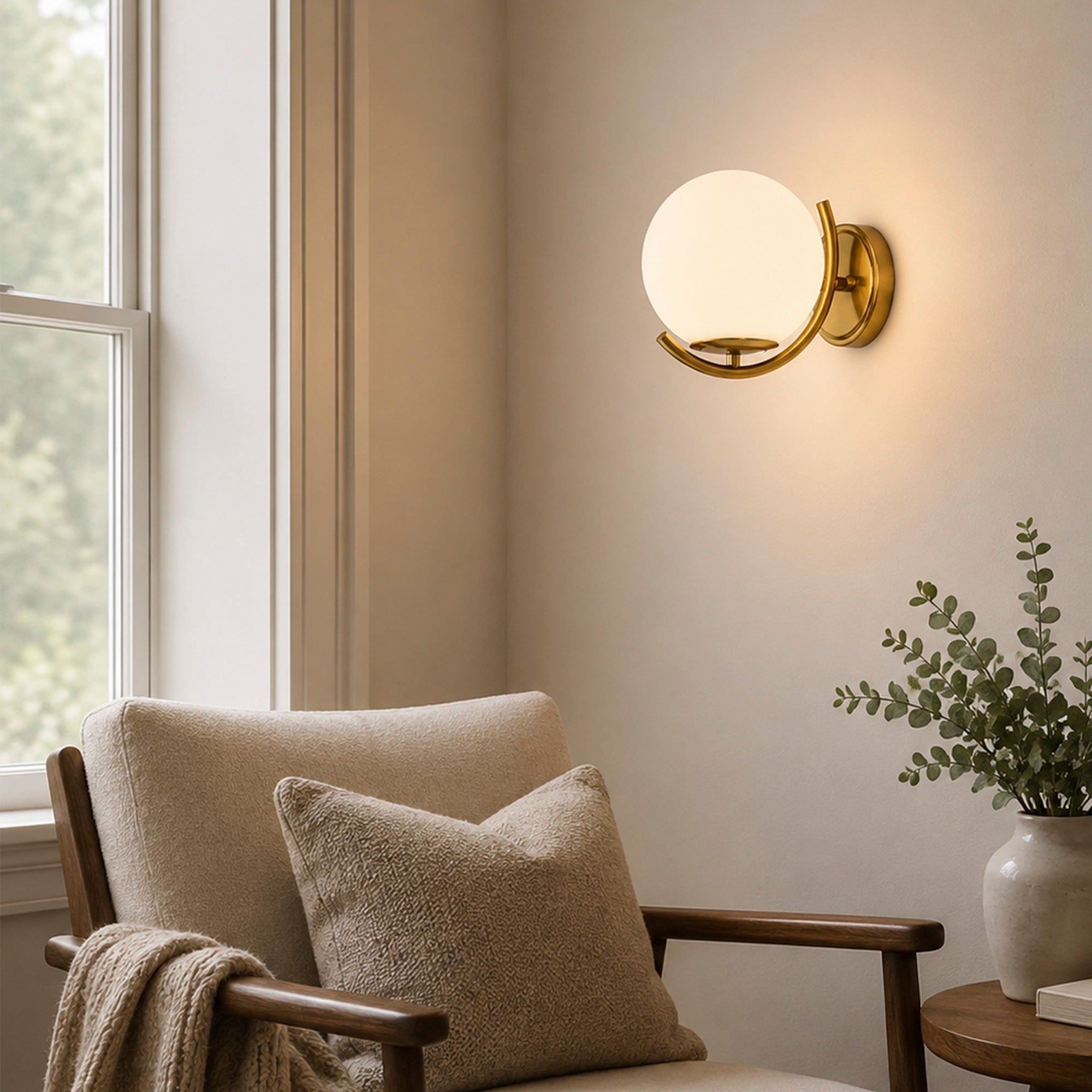 Modern Globe Indoor Wall Sconce, E12 Hardwired Glass Wall Light