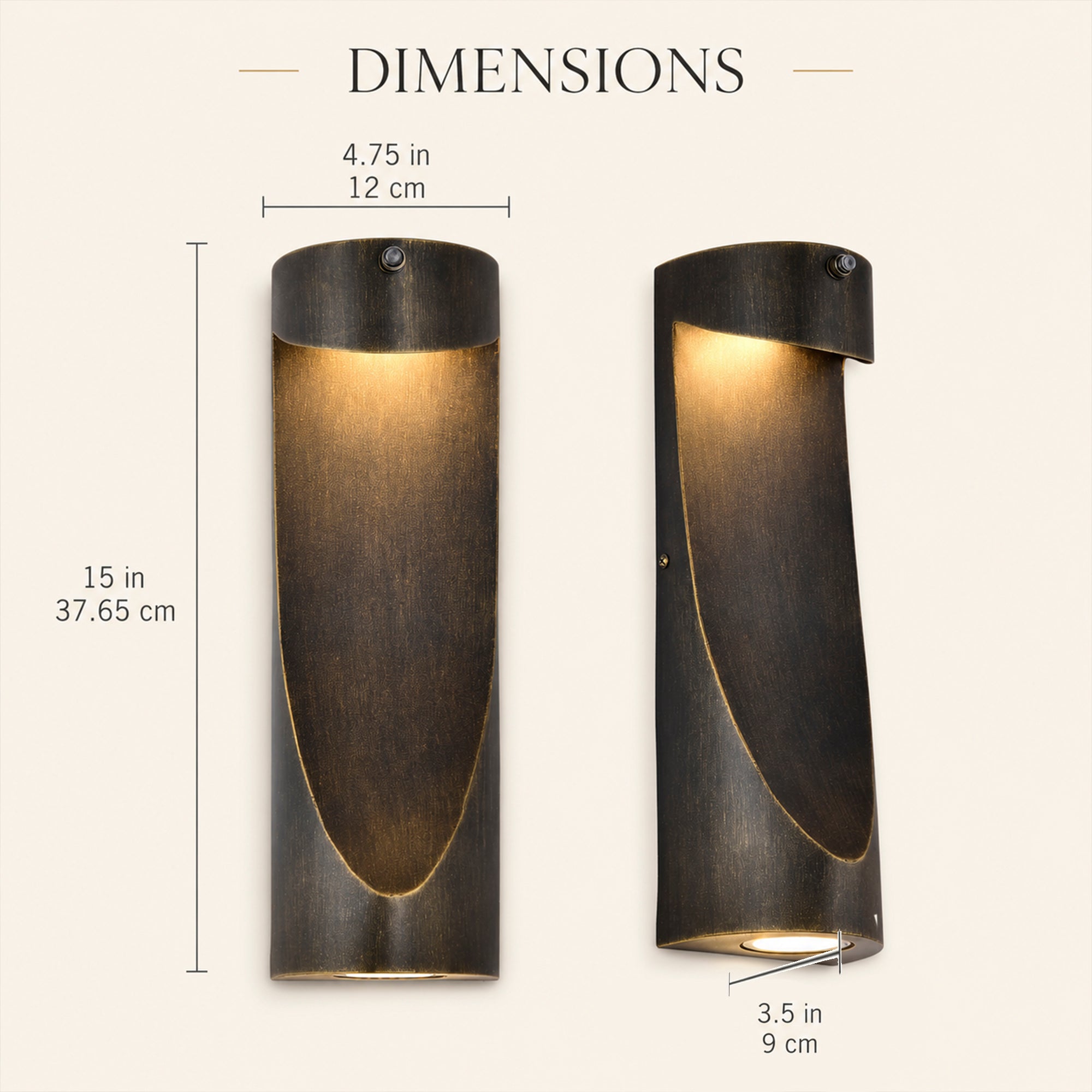 15" Dusk-to-Dawn Integrated LED Outdoor Wall Light, Sand Black & Brushed Gold