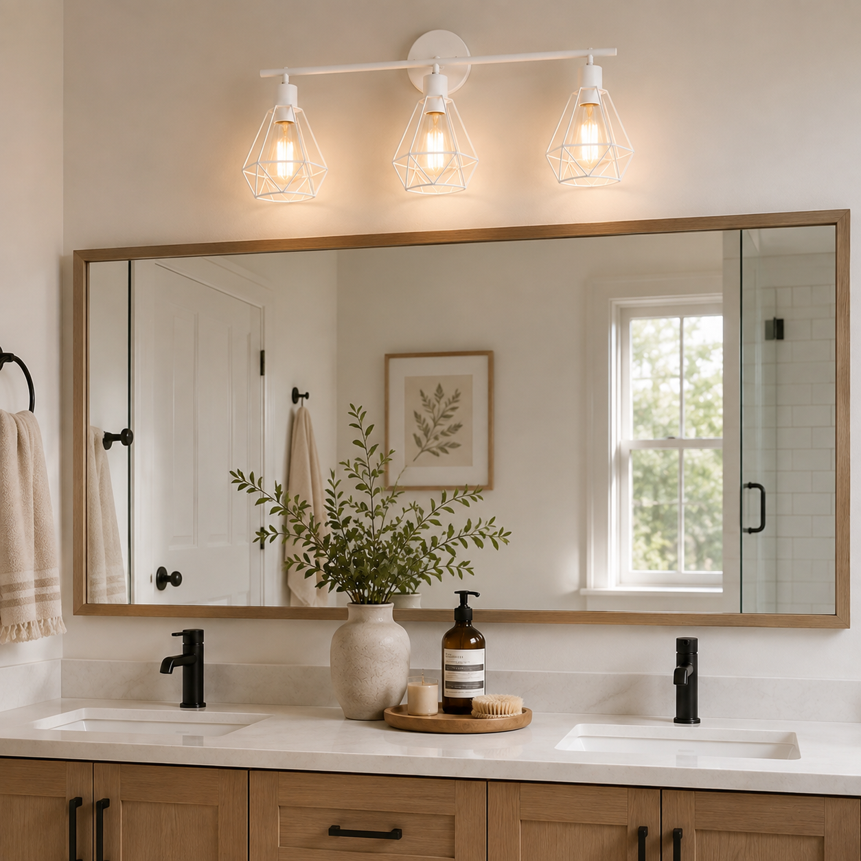 white Pendant Light Shade Cage 3 Pack Wire Lamp Shade for E26 Hanging Bulbs