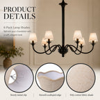 6-Pack Clip-On Fabric Lamp Shades for E12 Candelabra Bulbs, Scalloped Edge