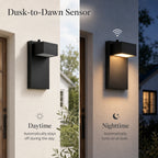 Dusk-to-Dawn Integrated LED Outdoor Wall Light, Black