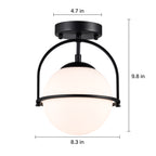 Modern Globe Flush Mount Ceiling Light with Glass Shade, E12 Base Indoor Ceiling Lamp for Bedroom, Hallway & Entryway