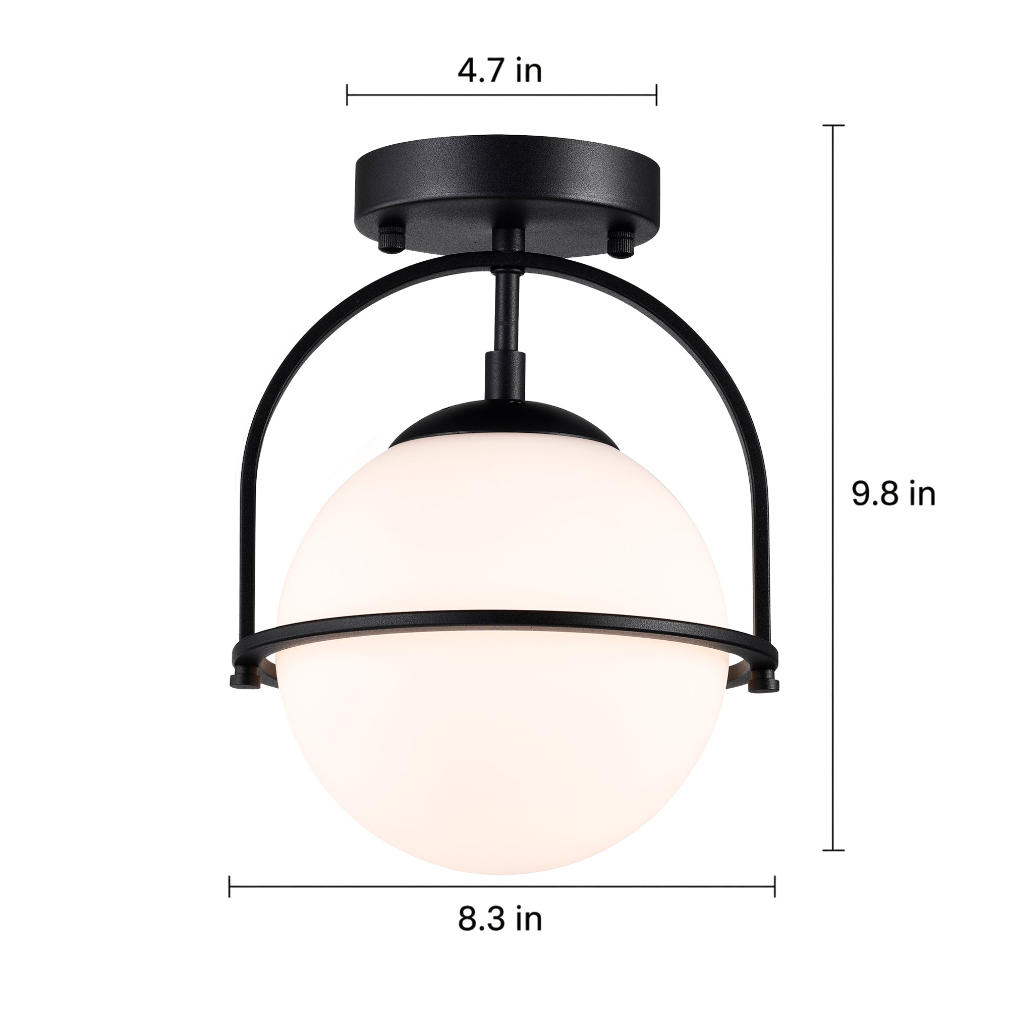 Modern Globe Flush Mount Ceiling Light with Glass Shade, E12 Base Indoor Ceiling Lamp for Bedroom, Hallway & Entryway