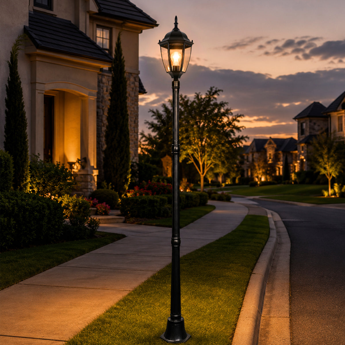 84.6"Classic Black Outdoor Post Light for Path，Walkway