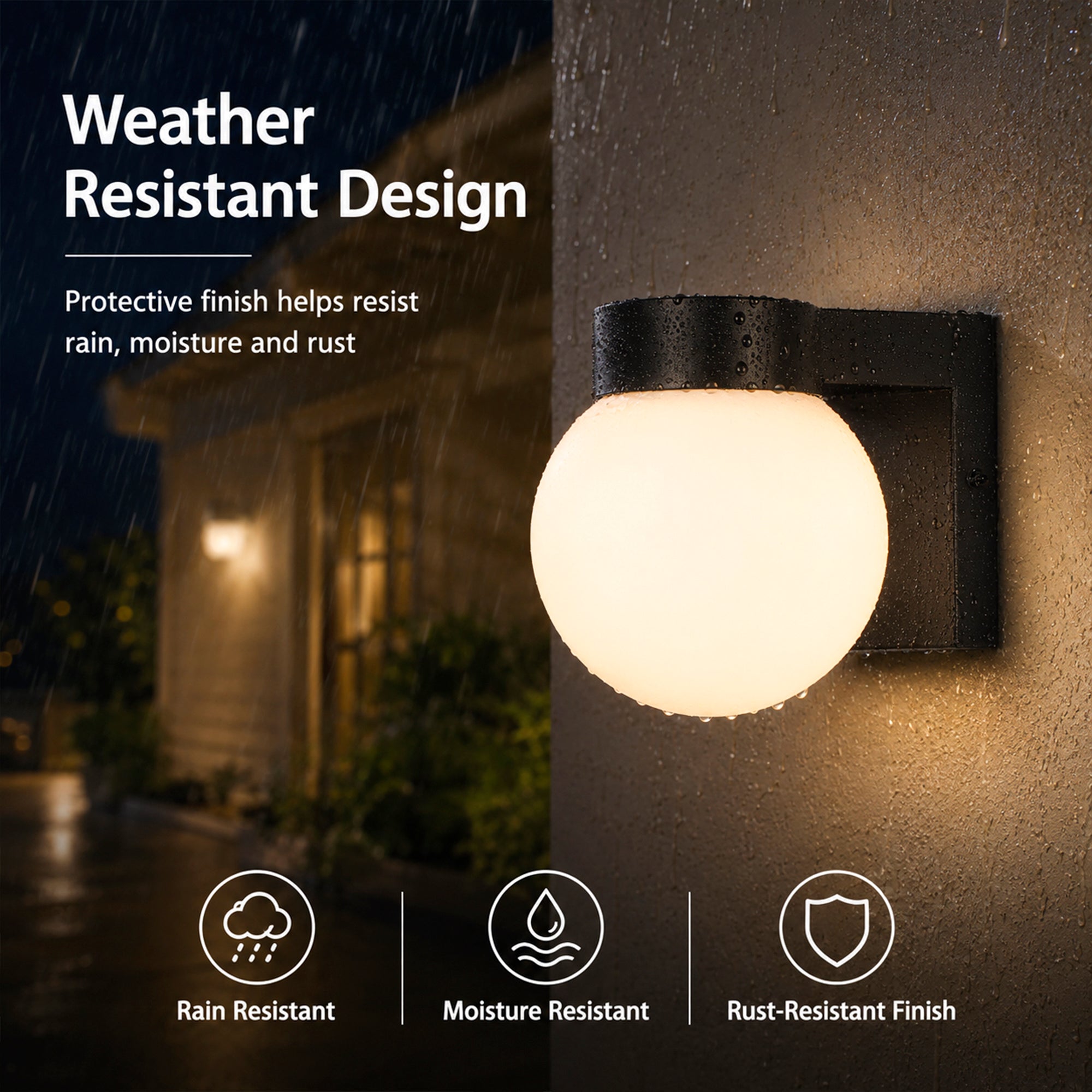 7" Modern Outdoor Wall Light with Frosted Globe, Black