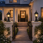 2-Pack Dusk-to-Dawn Outdoor Post Lanterns with Pier Mount Bases, Black