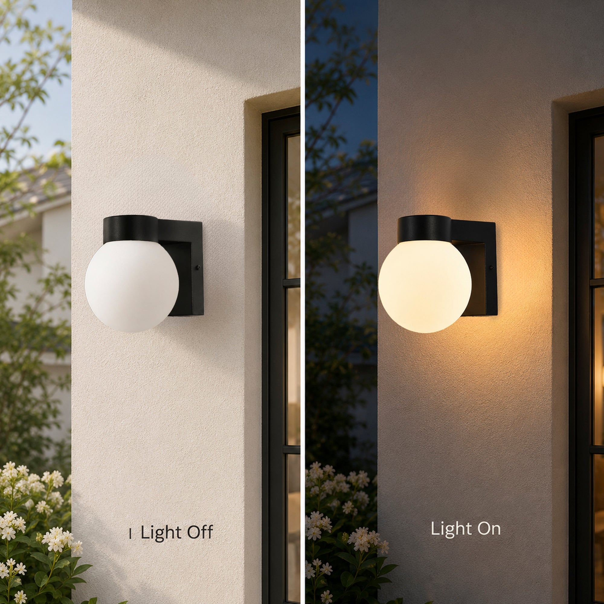7" Modern Outdoor Wall Light with Frosted Globe, Black