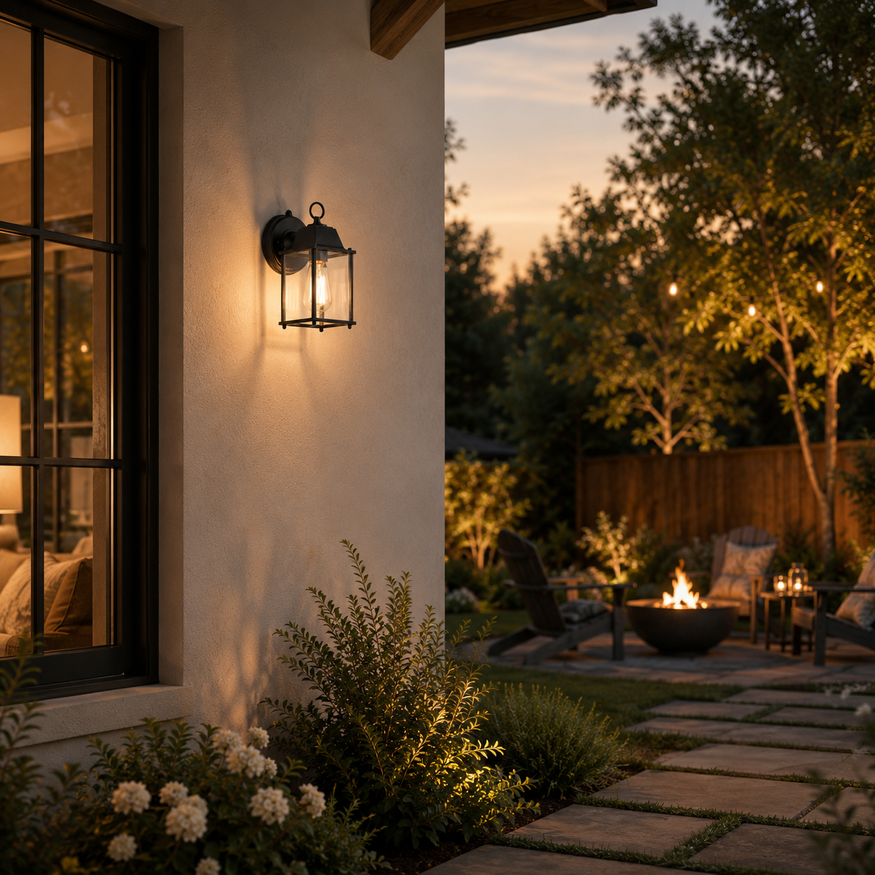 2-Pack Dusk-to-Dawn Outdoor Wall Lanterns, Black