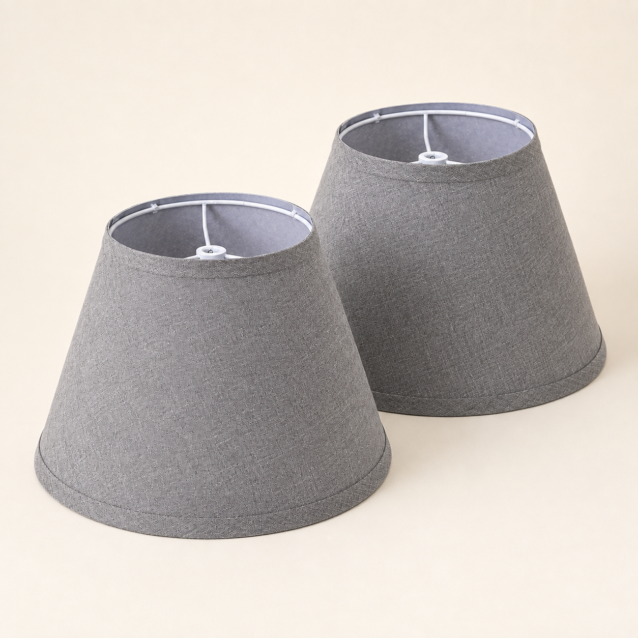 Grey Linen Empire Replacement Lamp Shades Set of 2 with Spider Fitter