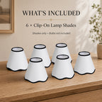 6-Pack Clip-On Fabric Lamp Shades for E12 Candelabra Bulbs, Scalloped Edge