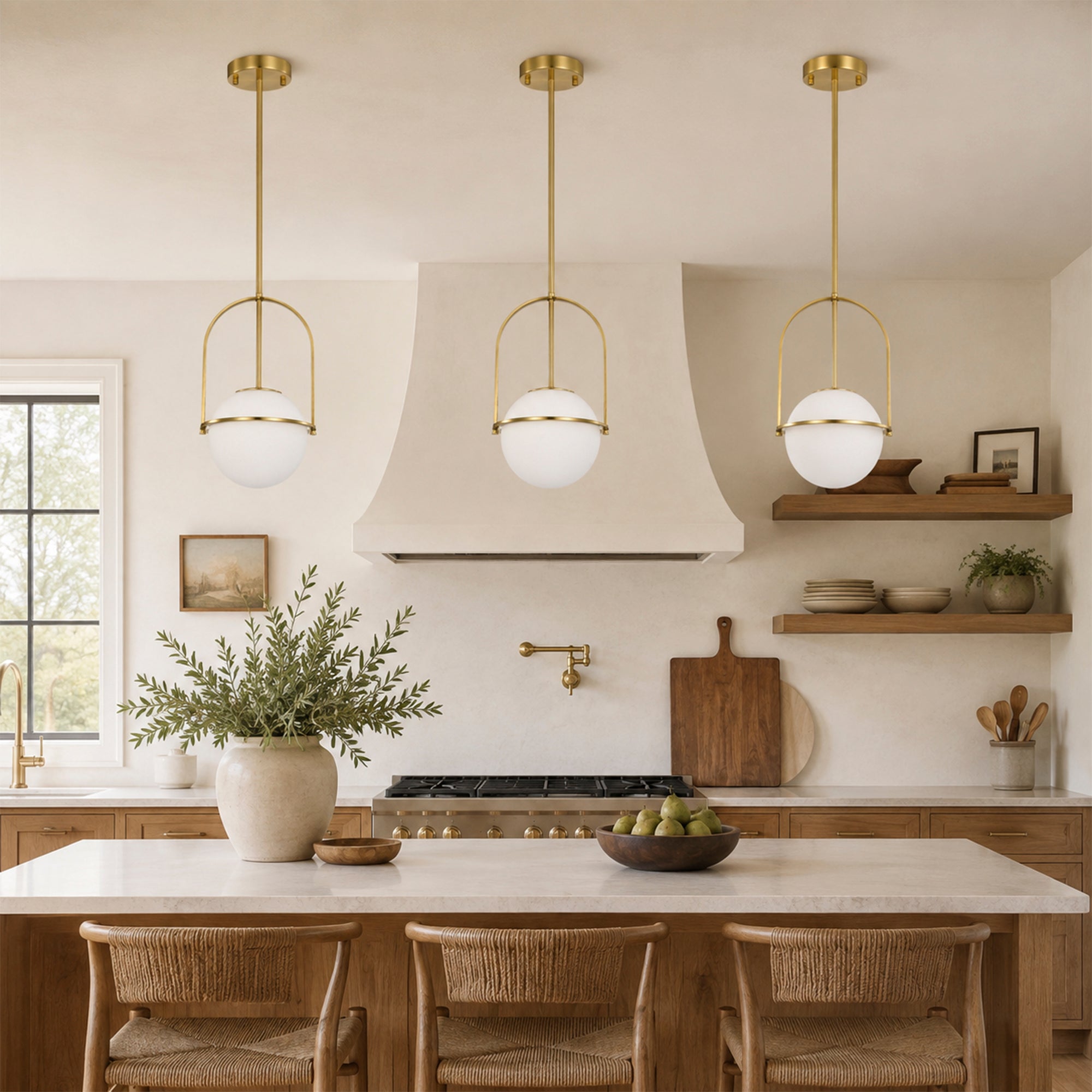 Modern Globe Pendant Light with Glass Shade for Kitchen Island & Dining Room