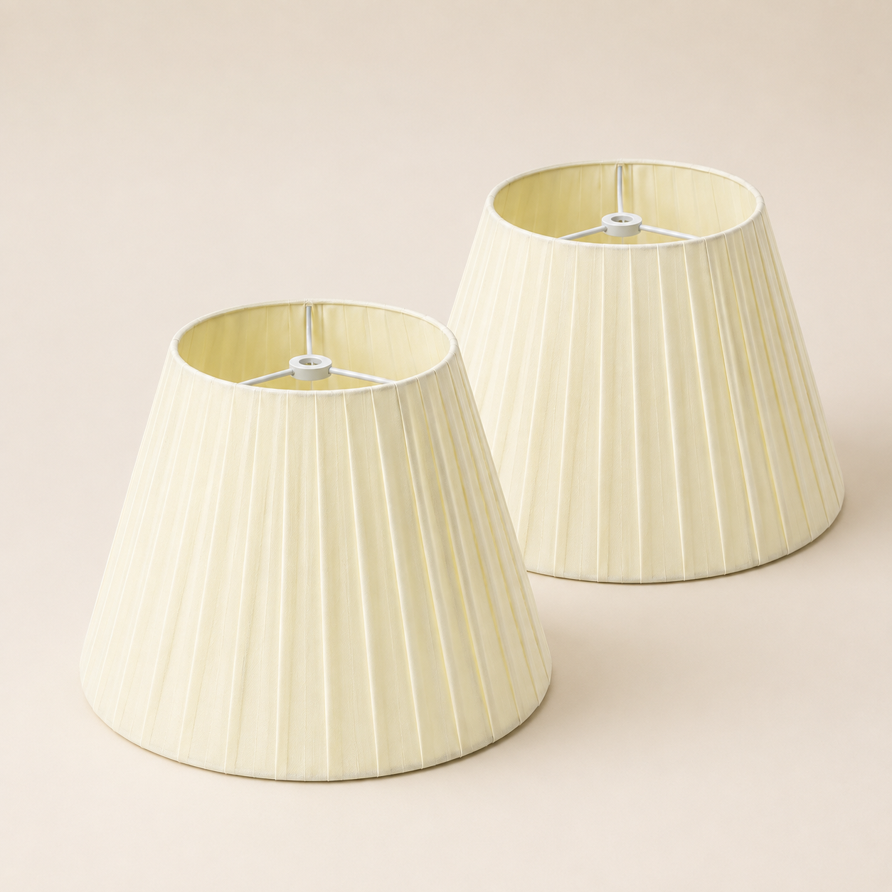 Beige Pleated Empire Replacement Lamp Shades Set of 2 with Spider Fitter