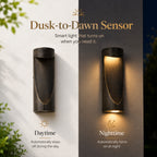 15" Dusk-to-Dawn Integrated LED Outdoor Wall Light, Sand Black & Brushed Gold