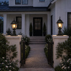 2-Pack Dusk-to-Dawn Outdoor Post Lanterns with Pier Mount Bases, Black