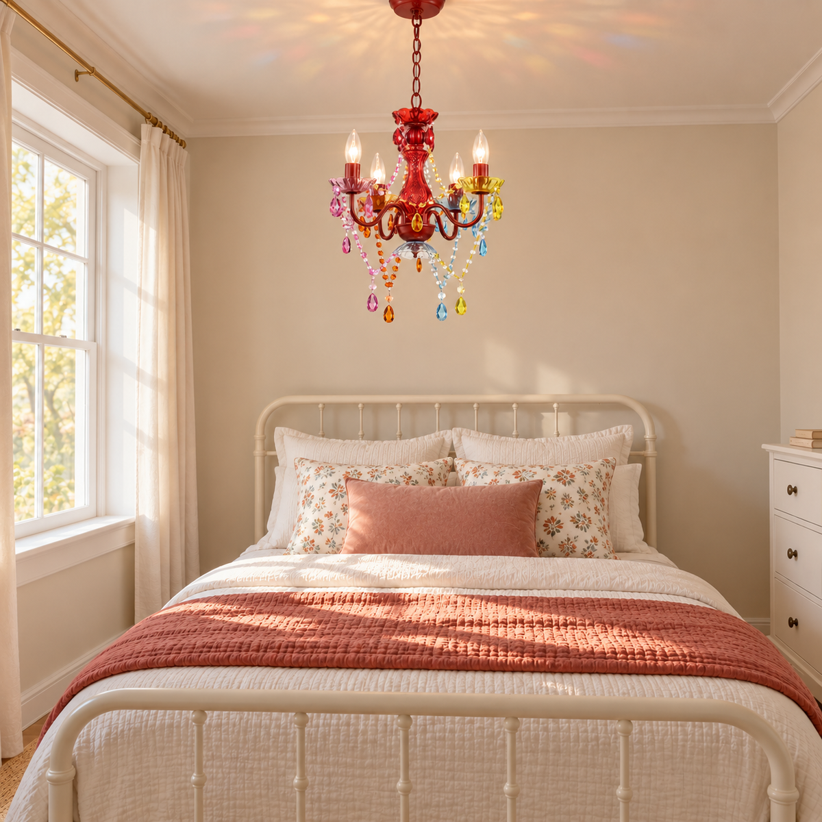 4-Light Acrylic Crystal Chandelier with Adjustable Chain